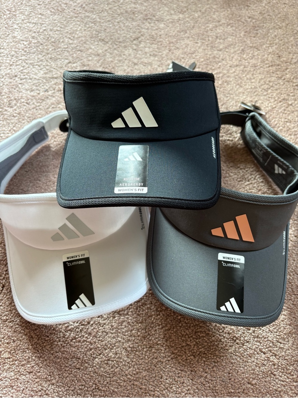 Adidas Women’s set of 3 athletic sports sun visors NWT